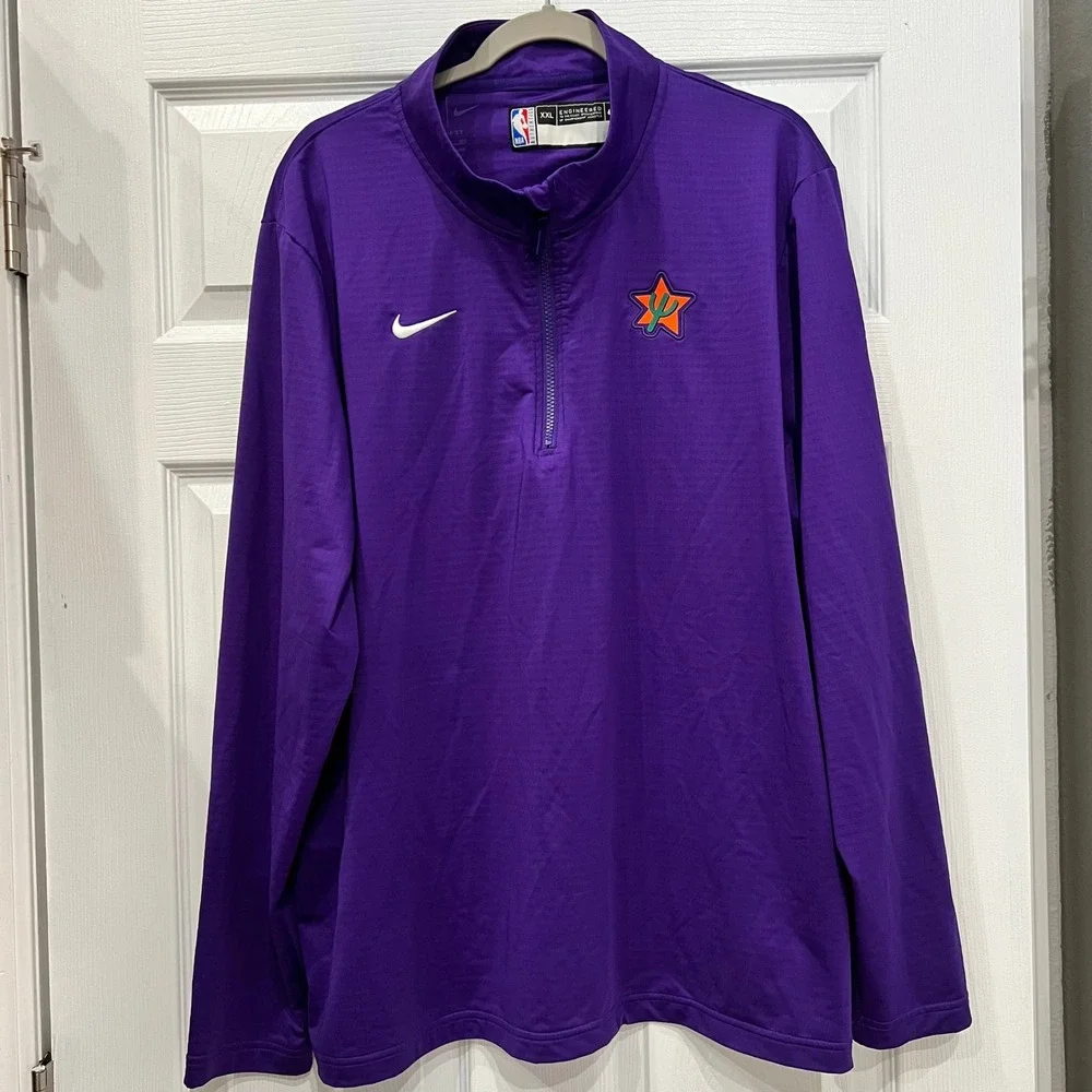 Nike Phoenix Suns Quarter-Zip Polyester Dri-FIT Athletic XXL Purple NBA Pullover